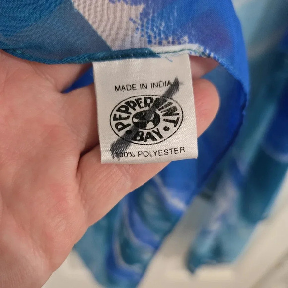 Peppermint Bay Scarf Body Wrap Large Ocean Theme Silky - Picture 6 of 10